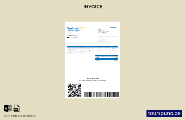 lista para imprimir la plantilla de versión de factura de Walmart de EE. UU.